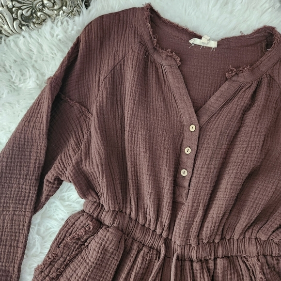 Promesa Life Story Crinkle Cotton Drawstring Jumpsuit. Size Medium. Good preowne - Picture 4 of 10